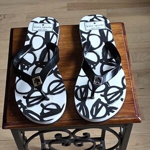 Kate Spade Black and White Flip Flops